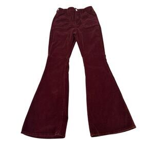 SO Womens Brown Burgundy Corduroy Pants High Rise Sz 9 Bell Flare Y2K Grunge